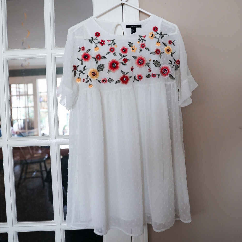 White short sleeve shift dress, forever 21